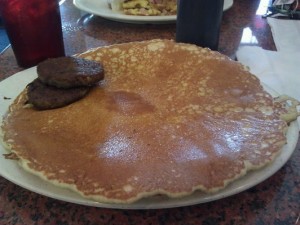 Pancakes and sausage at Frank's. 